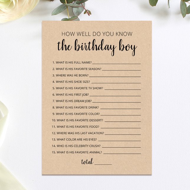 ¿Cuánto conoces la tarjeta de juego del cumpleañer (Subido por el creador)