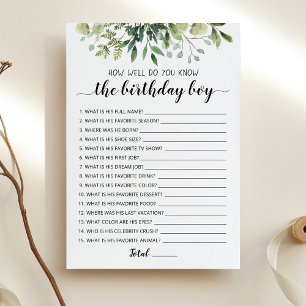 ¿Cuánto conoces la tarjeta de juego del cumpleañer