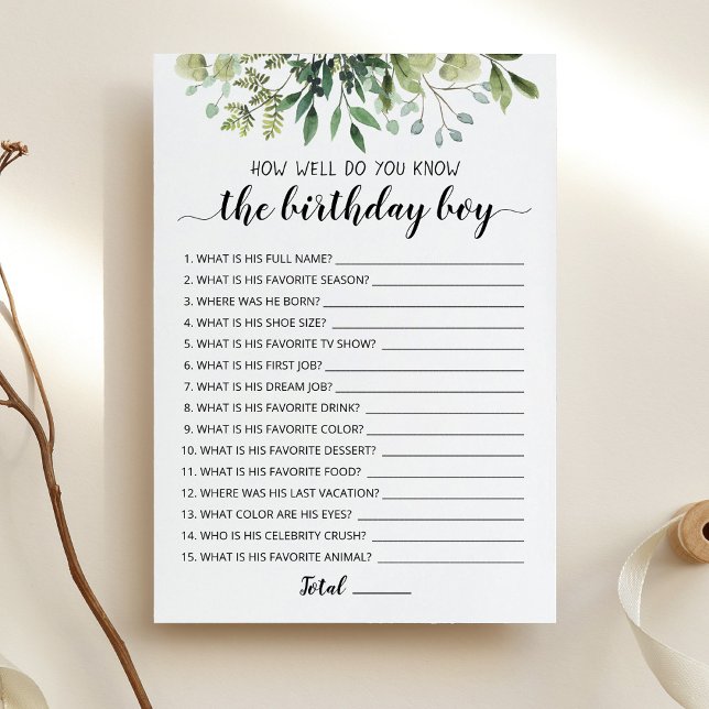 ¿Cuánto conoces la tarjeta de juego del cumpleañer (Subido por el creador)