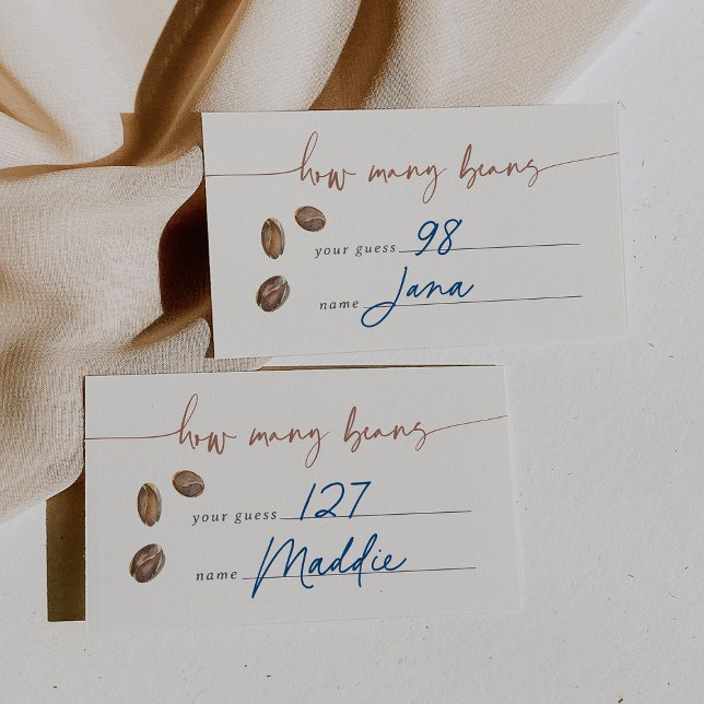 ¿Cuántos Beans De Café Hay En La Tarjeta De Juego  (Bridal shower coffee bean guessing game cards)