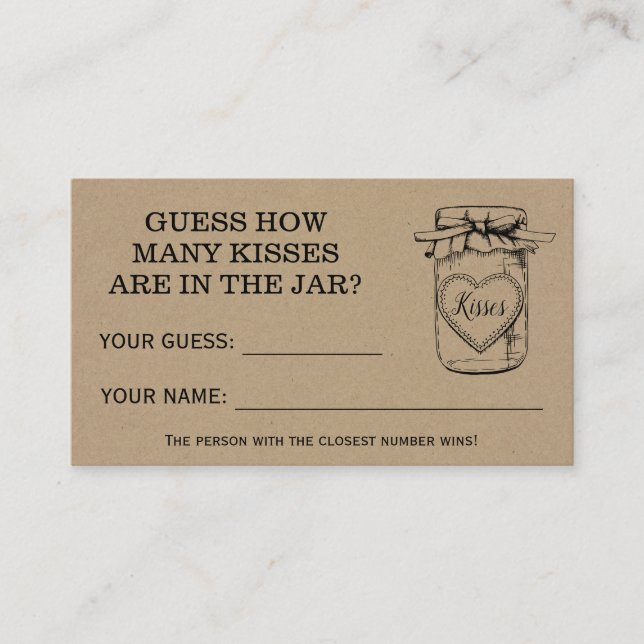 ¿Cuántos besos arroja una tarjeta de juego rústica (Anverso)