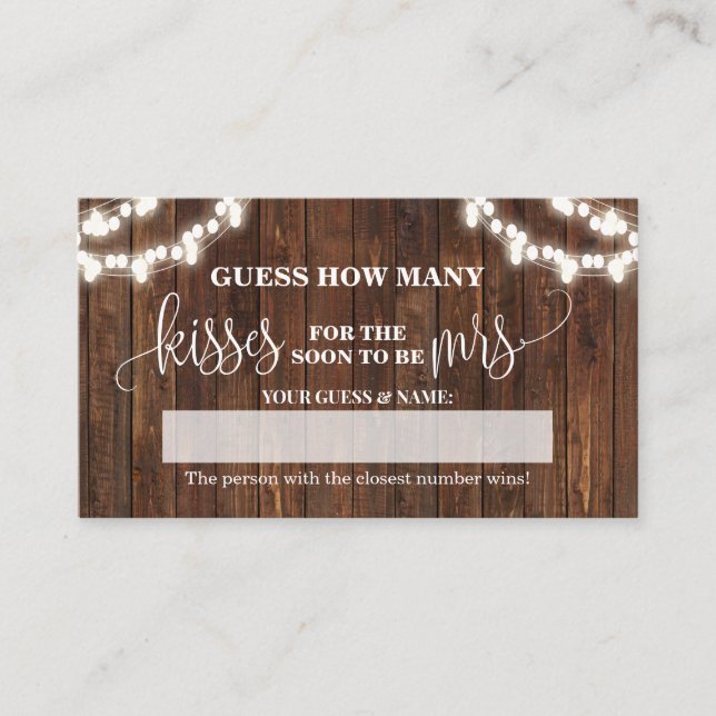 ¿Cuántos besos para la tarjeta de juego de la seño (Anverso)