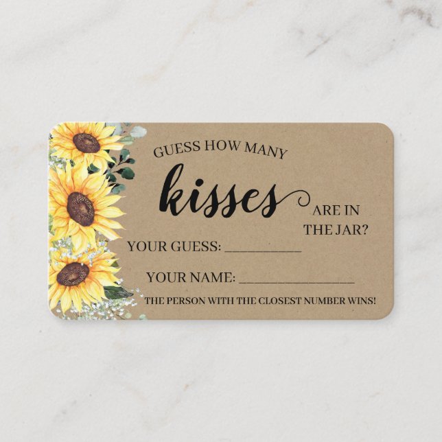 ¿Cuántos besos tiene la tarjeta de juego Bridal Sh (Anverso)
