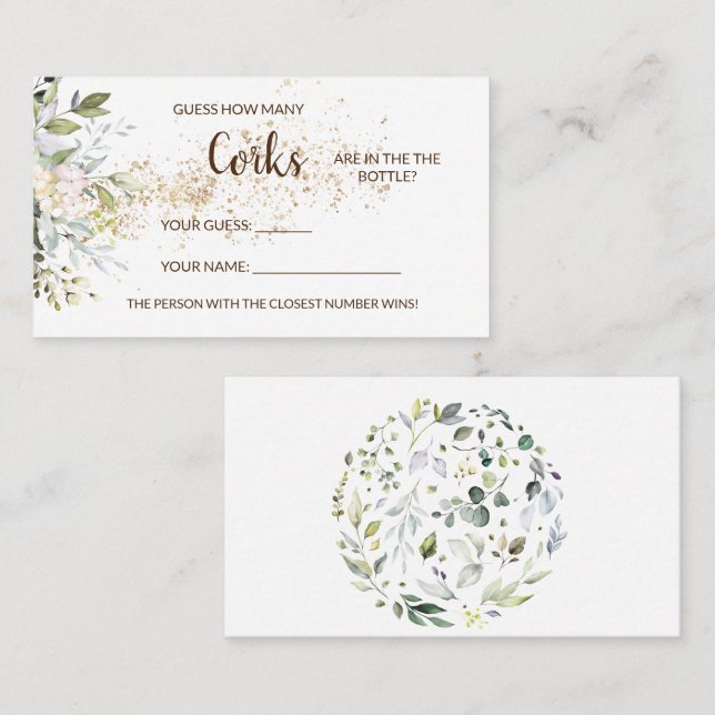 Cuantos Corchos Herbal Bridal Ducha Tarjeta de Jue (Anverso / Reverso)