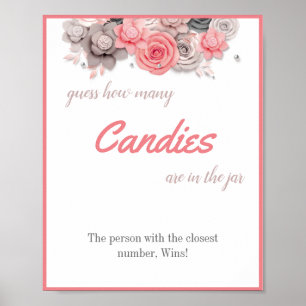 Cuántos dulces Señal de juego para baby shower de