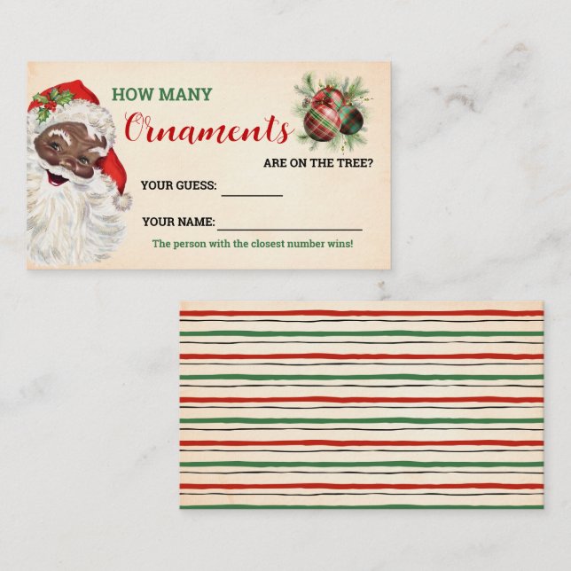 Cuantos Ornamentos Tarjeta de Juego Santa Navidade (Anverso / Reverso)