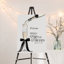 Cuarenta y Fabuloso Chic Champagne Lazo 40 Cumplea