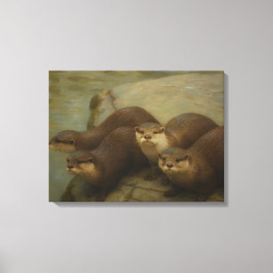 Cuarteto Otter - Impresión de arte de vida salvaje