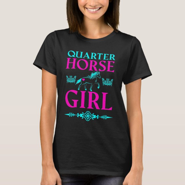 Cuarto Chica de caballos en Aqua y camiseta rosa (Anverso)