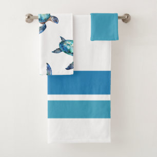 Cuarto de baño de tortugas marinas de acuarela tro