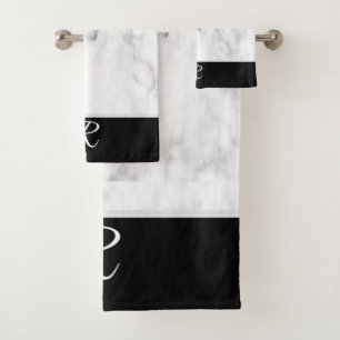 Cuarto de baño inicial de monograma blanco negro