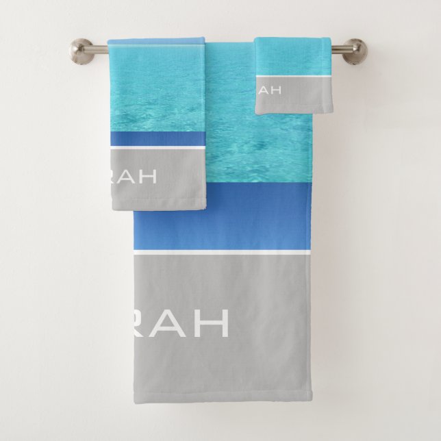 Cuarto de baño monogramo gris de la playa del Océa (In situ)