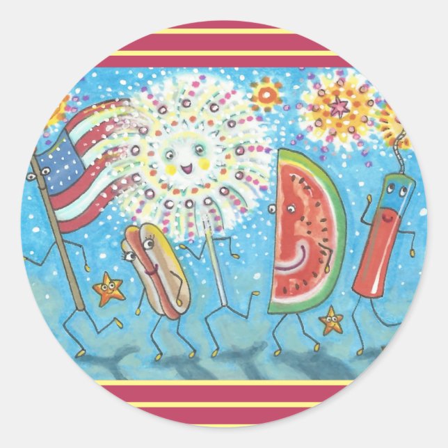 CUARTO DE JULIO PEGATINAS DE BANDAS Y FUEGOS ARTIF (Anverso)