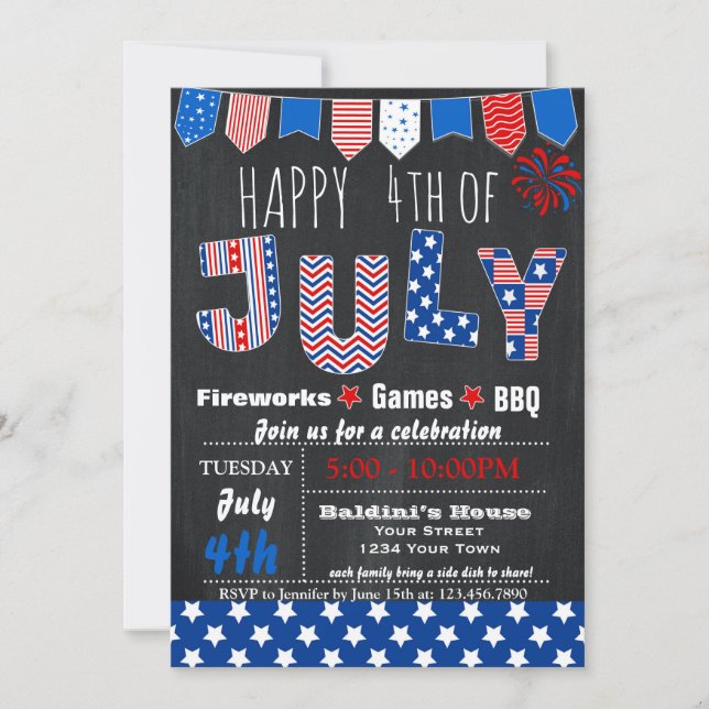 Cuarto de la invitación del fiesta de julio (Anverso)