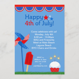 Cuarto de la invitación del fiesta de julio