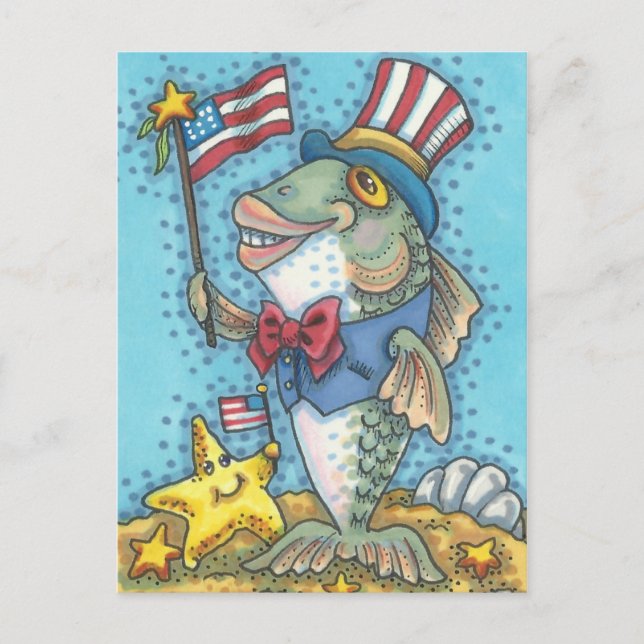 CUARTO PATRIOTA DE JULIO, POSTAL DEL TÍO SAM FISH (Anverso)