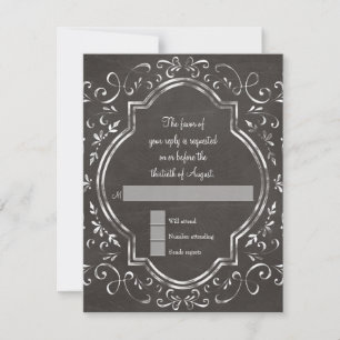 Cuatrefoil Frame Script Swirl Chalkboard RSVP
