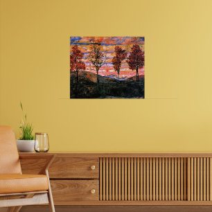 Cuatro árboles, arte de Egon Schiele,