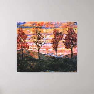 Cuatro árboles, arte de Egon Schiele,