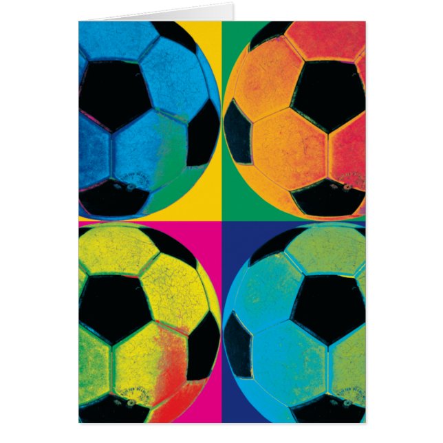 Cuatro balones de fútbol en diversos colores (Frente)
