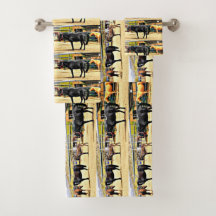 Cuatro caballos y un sistema de la toalla del