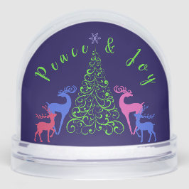 Cuatro ciervos y un árbol de Navidad paz y alegría