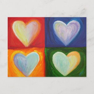 Cuatro corazones adoran postales de arte personali