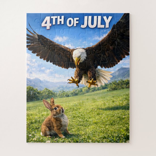 Cuatro de Julio, águila patriótica y rompecabezas  (Vertical)