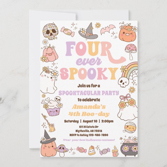Cuatro emocionantes invitaciones para la fiesta de (Anverso)