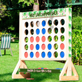 Cuatro En Raya Nombre del evento y árbol de palmas tropicales de 