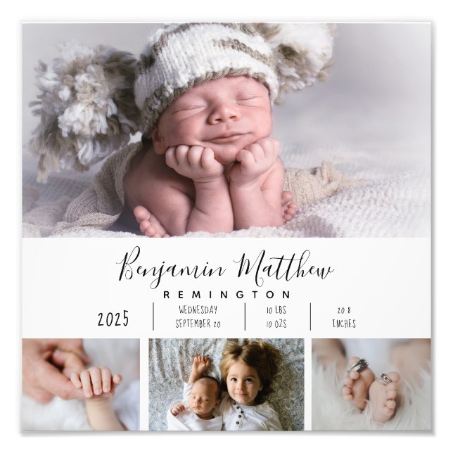 Cuatro estadísticas de natalidad de bebé de fotos (Frente)