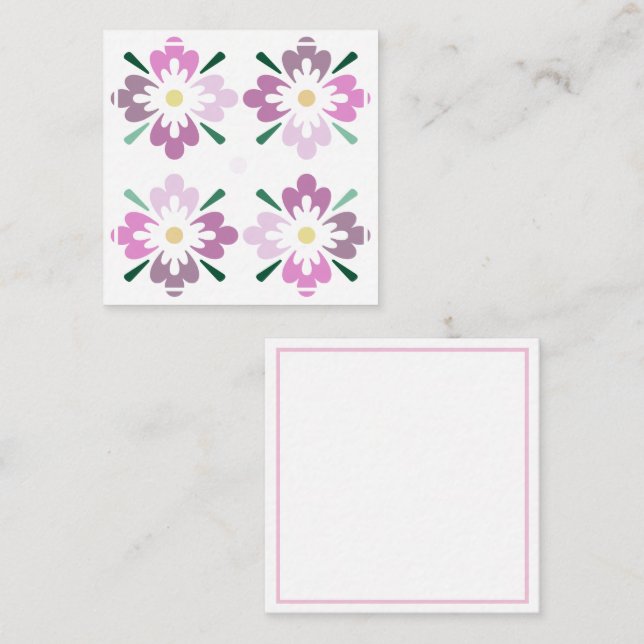 Cuatro formas florales rosas Tarjeta de cierre (Anverso / Reverso)
