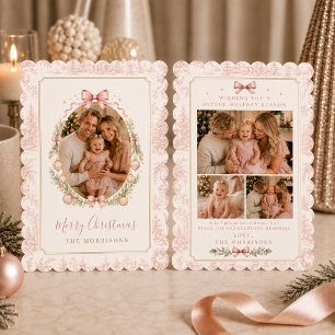 Cuatro Foto Arco Rosa Toile Navidad Familia