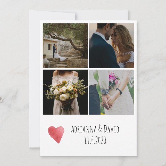 Cuatro Fotos Bohemias de Boda Agradecimiento (Anverso)