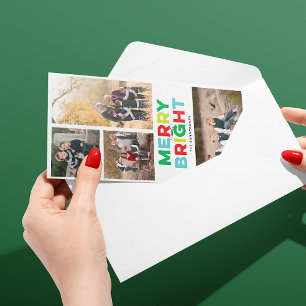 Cuatro fotos con una tarjeta delgada brillante y c