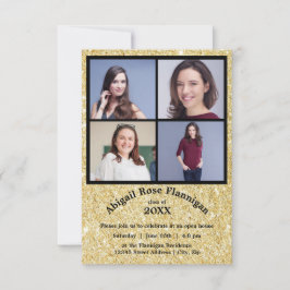 Cuatro fotos de la Invitación Faux Gold-3x5Grad