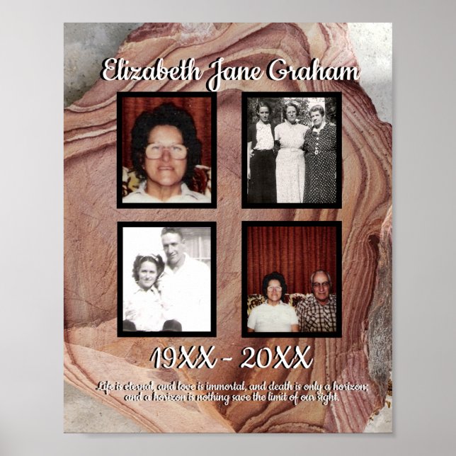 Cuatro Fotos de Madera Petrificada Memorial Póster (Frente)