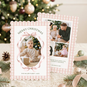 Cuatro Fotos de Navidad con Lazo Rosa Cuadros Vint