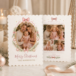 Cuatro Fotos Navidad Familia Arco Rosa