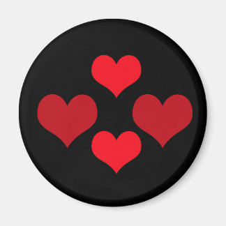 Cuatro imanes de corazón rojo