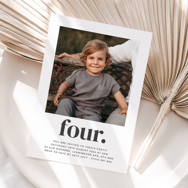 Cuatro - Invitación al cumpleaños de la foto cuadr (Subido por el creador)