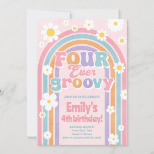 Cuatro invitaciones de cumpleaños a Groovy Rainbow