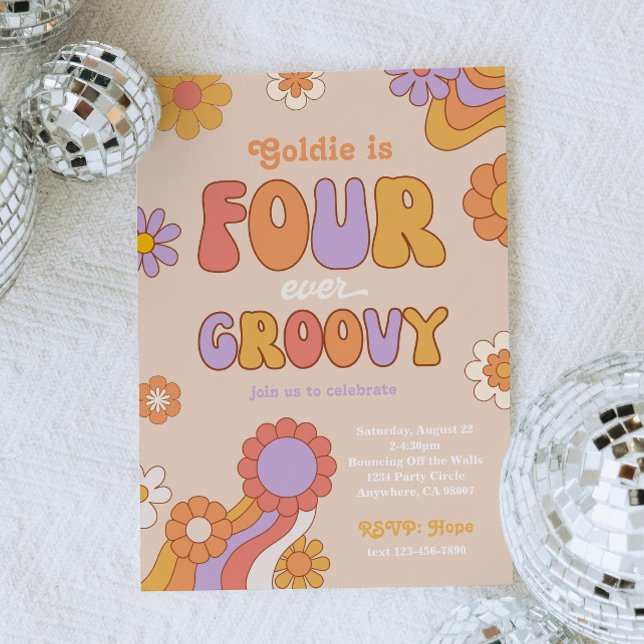 Cuatro invitaciones de cumpleaños de Groovy (Subido por el creador)