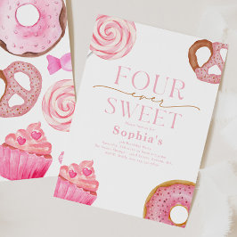 Cuatro invitaciones de cumpleaños dulces