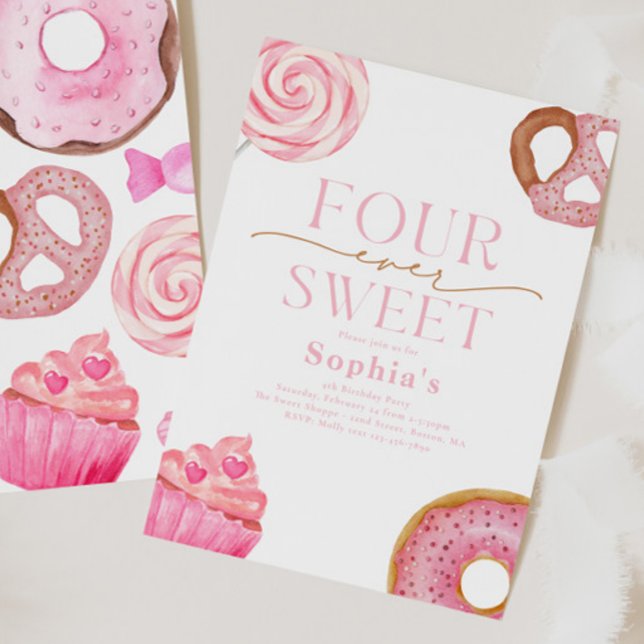 Cuatro invitaciones de cumpleaños dulces (Subido por el creador)