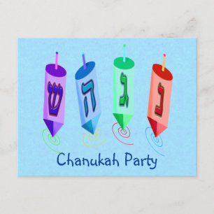 Cuatro invitaciones de Dreidels