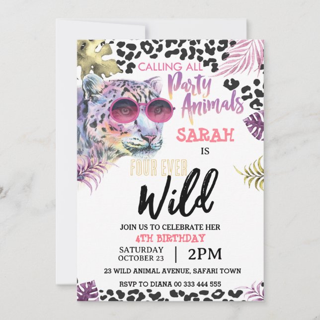 Cuatro invitaciones para la fiesta de cumpleaños (Anverso)