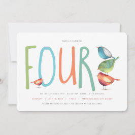 Cuatro invitaciones para la fiesta de cumpleaños