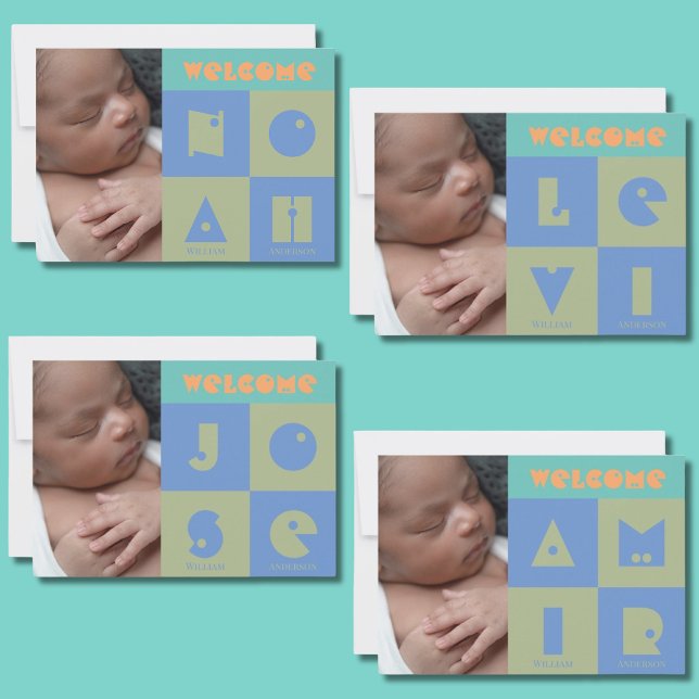 Cuatro letras nombre bebé anuncio de nacimiento (Subido por el creador)