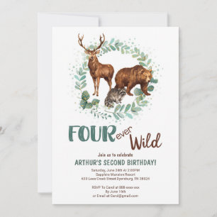 Cuatro niños de la invitación al cumpleaños de Woo